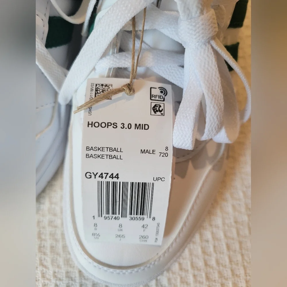 Adidas Men's White and Green High-Top Sneakers - Picture 11 of 11